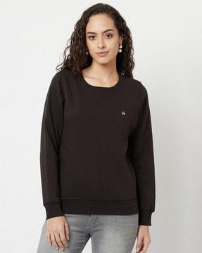 round-neck sweatshirt with cuffed sleeves