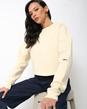 round-neck sweatshirt with drop-shoulder sleeves