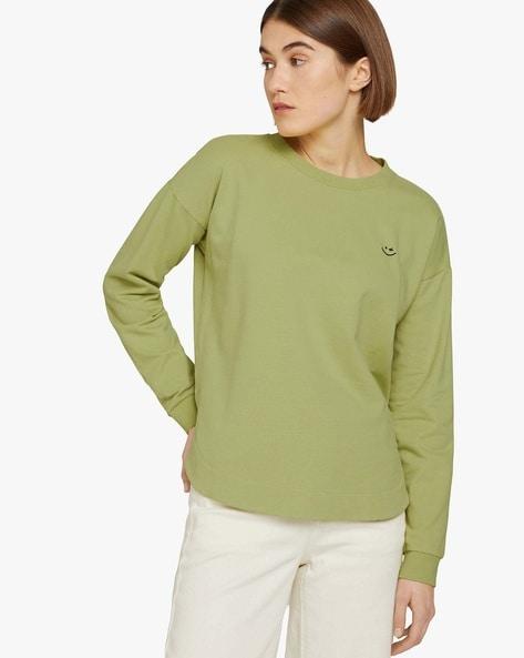 round-neck sweatshirt with drop-shoulder sleeves