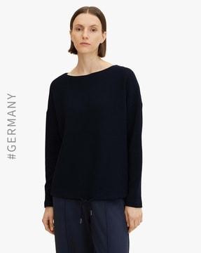 round-neck sweatshirt with drop-shoulder sleeves