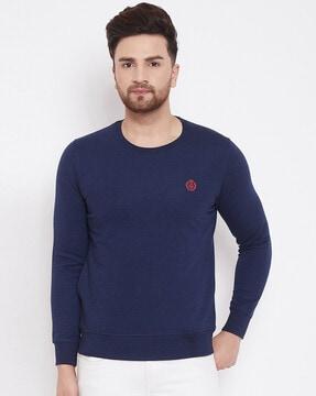 round neck sweatshirt with insert pocket