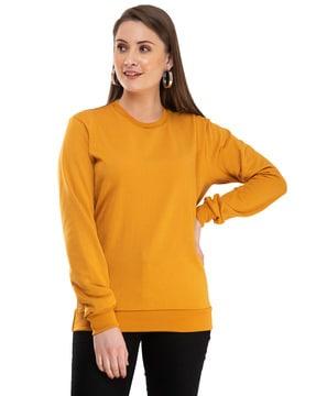 round-neck sweatshirt with ribbed cuffs