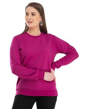 round-neck sweatshirt with ribbed cuffs