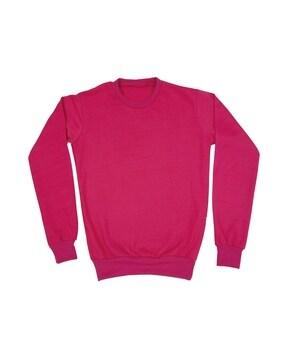 round-neck sweatshirt with ribbed hem