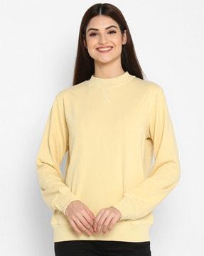 round-neck sweatshirt with ribbed hem