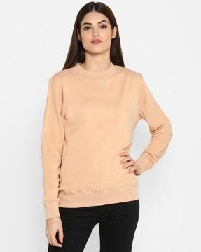 round-neck sweatshirt with ribbed hem