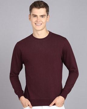 round-neck sweatshirt with ribbed hem