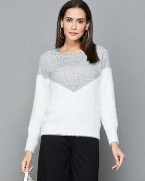 round-neck sweatshirt with ribbed hem