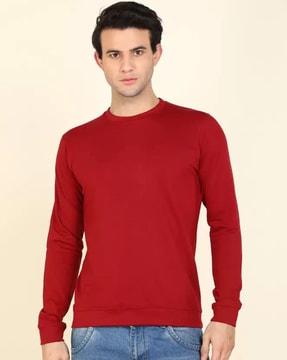 round-neck sweatshirt with ribbed-hem
