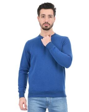 round-neck sweatshirt with ribbed-hem