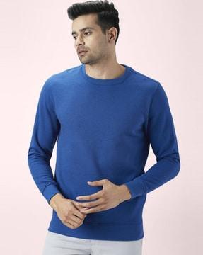 round-neck sweatshirt with ribbed-hem