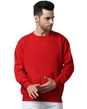 round-neck sweatshirt with ribbed-hem