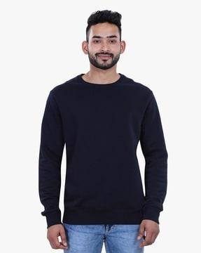 round-neck sweatshirt with ribbed hems