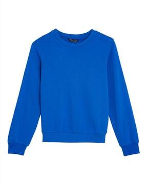 round-neck sweatshirt with ribbed hems