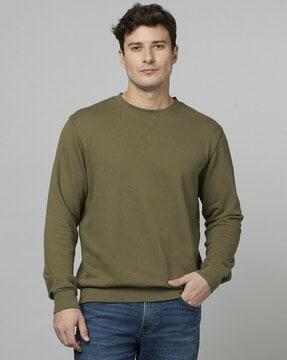 round-neck sweatshirt with ribbed hems