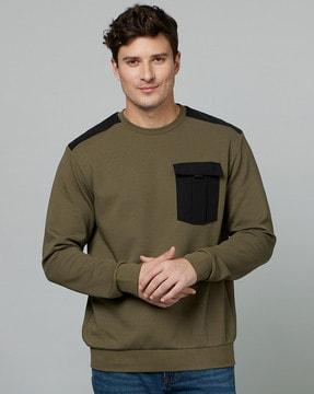 round-neck sweatshirt with ribbed hems