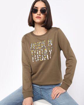 round-neck sweatshirt with typography