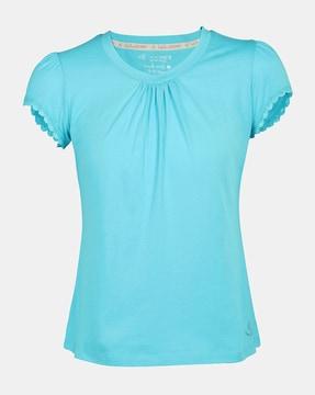 round-neck t-shirt with lace detail