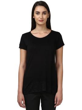 round-neck t-shirt with shimmery panel