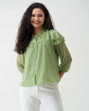 round-neck top with 3/4th sleeves