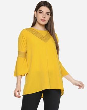 round-neck top with bell sleeves