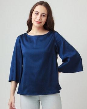 round-neck top with bell sleeves