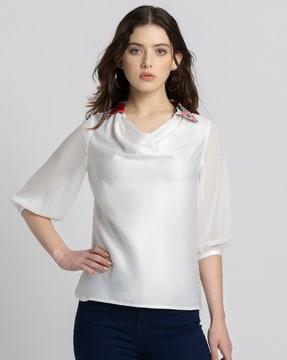 round-neck top with bell sleeves