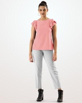 round-neck top with butterfly sleeves