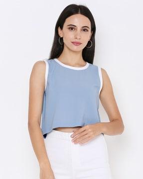 round-neck top with contrast border