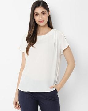 round-neck top with curved hemline