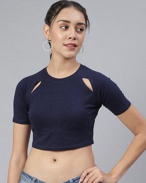 round-neck top with cut-outs