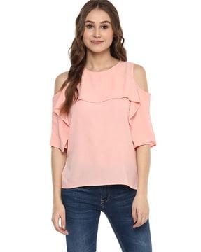 round-neck top with cutout sleeves