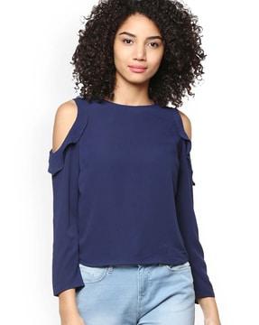round-neck top with cutout sleeves