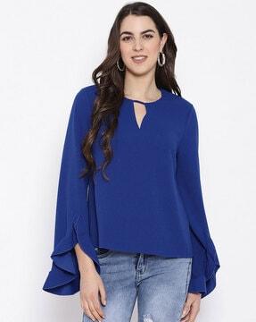 round-neck top with designer sleeves