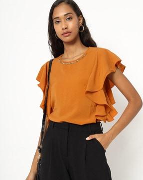 round-neck top with embellishment