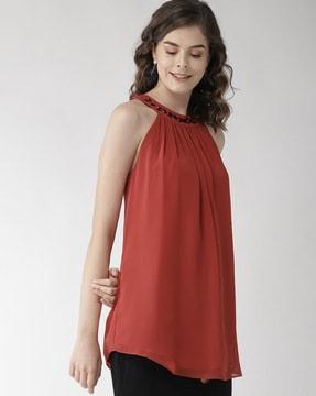 round-neck top with embellishments