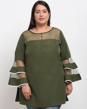 round-neck top with flounce sleeves