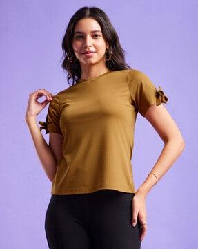 round-neck top with knotted detail