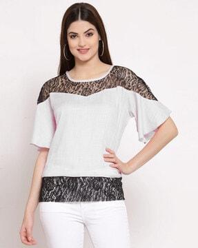 round-neck top with lace detail