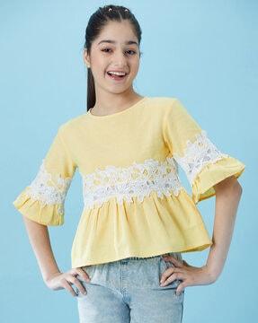 round-neck top with lace panel