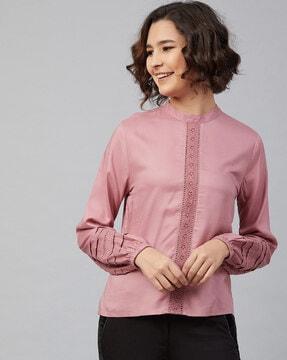 round-neck top with lace panels