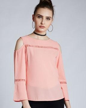 round-neck top with laser cutouts