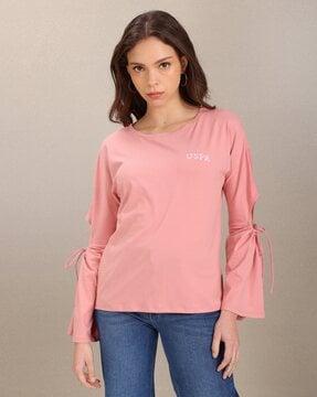 round-neck top with logo print