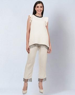 round-neck top with pants