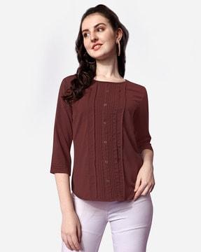 round-neck top with pintucks