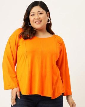 round-neck top with pleated detail