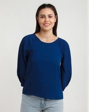 round-neck top with raglan sleeves