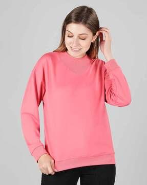 round-neck top with ribbed hem