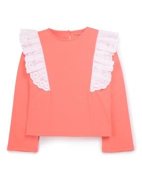 round-neck top with ruffle details