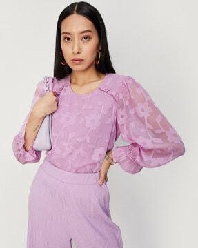 round-neck top with ruffles